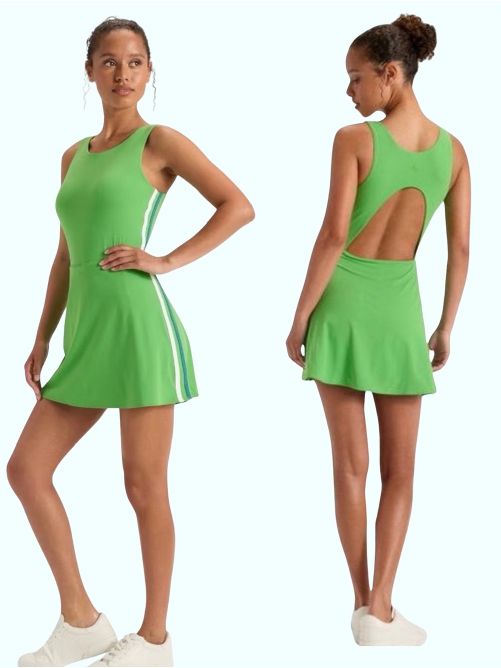 JoyLab Lime Green Athletic Skater Dress with Scoop Neck
